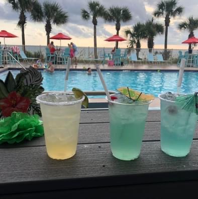 Cocktails overlooking the beach house patio